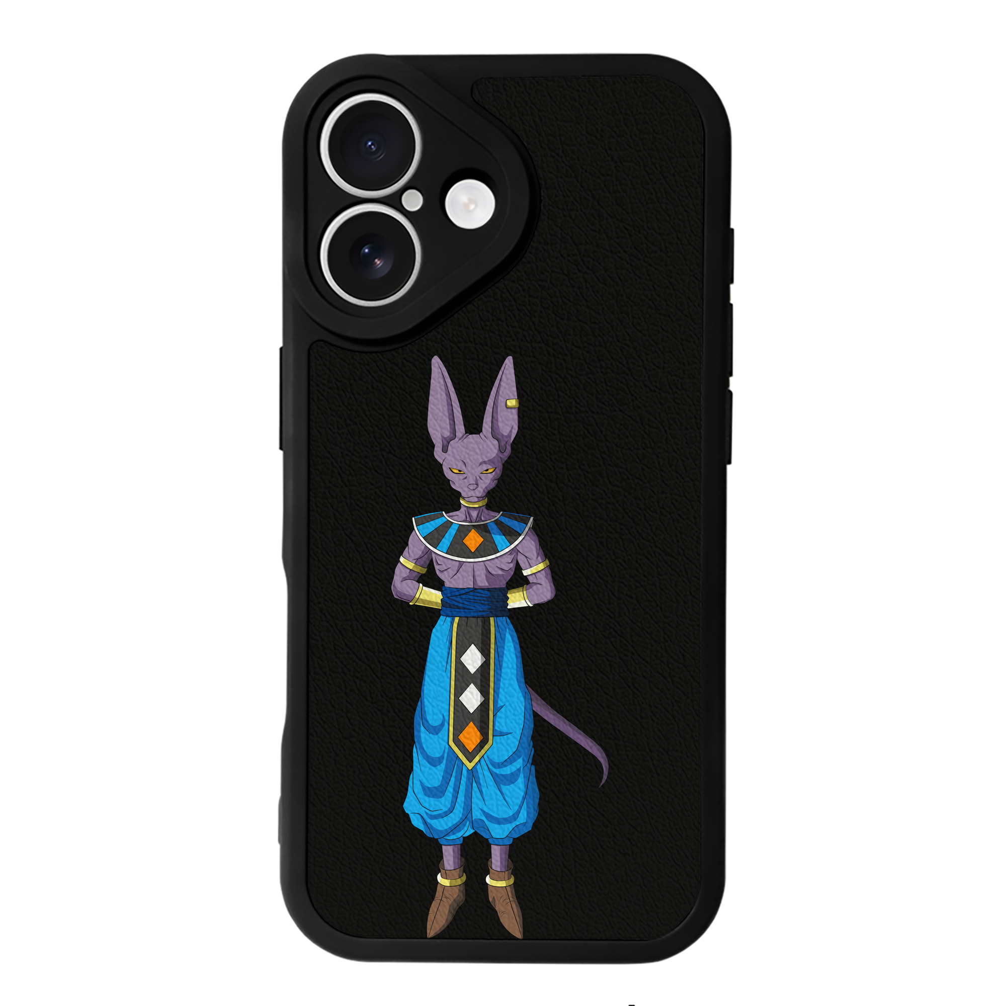 （画像用） ドラゴンボール ビルス 破壊神ビルス DRAGON BALL Beerus Birusu 【iPhone 16シリーズ対応】シリコンスマホケース（レザー調） 材質：シリコン